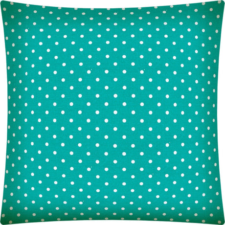 17" Turquoise and White Polka Dot Indoor Outdoor Throw Pillow Cover