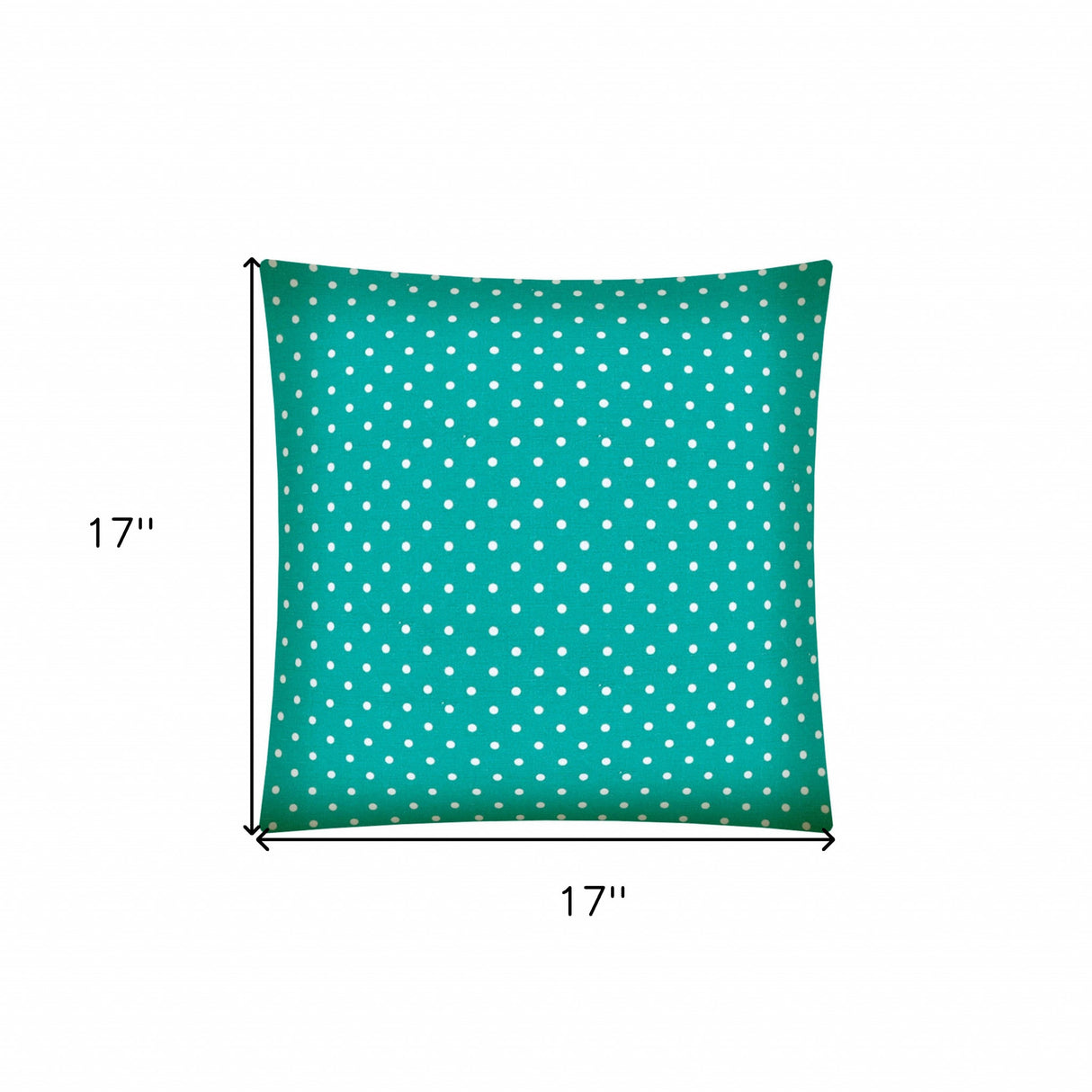 17" Turquoise and White Polka Dot Indoor Outdoor Throw Pillow Cover