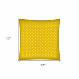 17" Yellow and White Polka Dot Indoor Outdoor Throw Pillow Cover