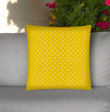 17" Yellow and White Polka Dot Indoor Outdoor Throw Pillow Cover