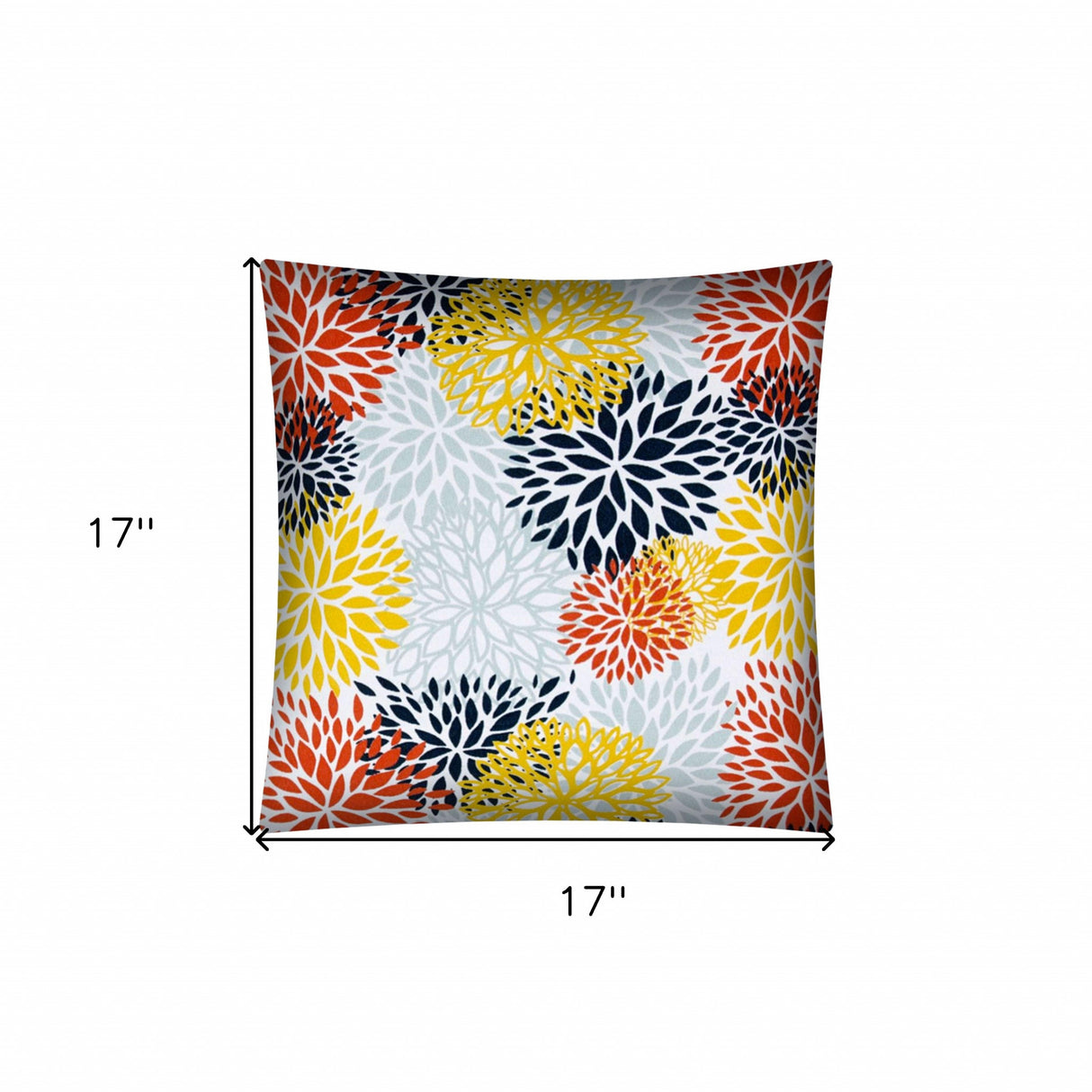 17" Yellow White and Orange Floral Indoor Outdoor Throw Pillow Cover