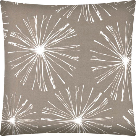 17" Taupe and White Fireworks Indoor Outdoor Throw Pillow Cover