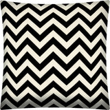 17" Black and Ivory Chevron Indoor Outdoor Throw Pillow Cover