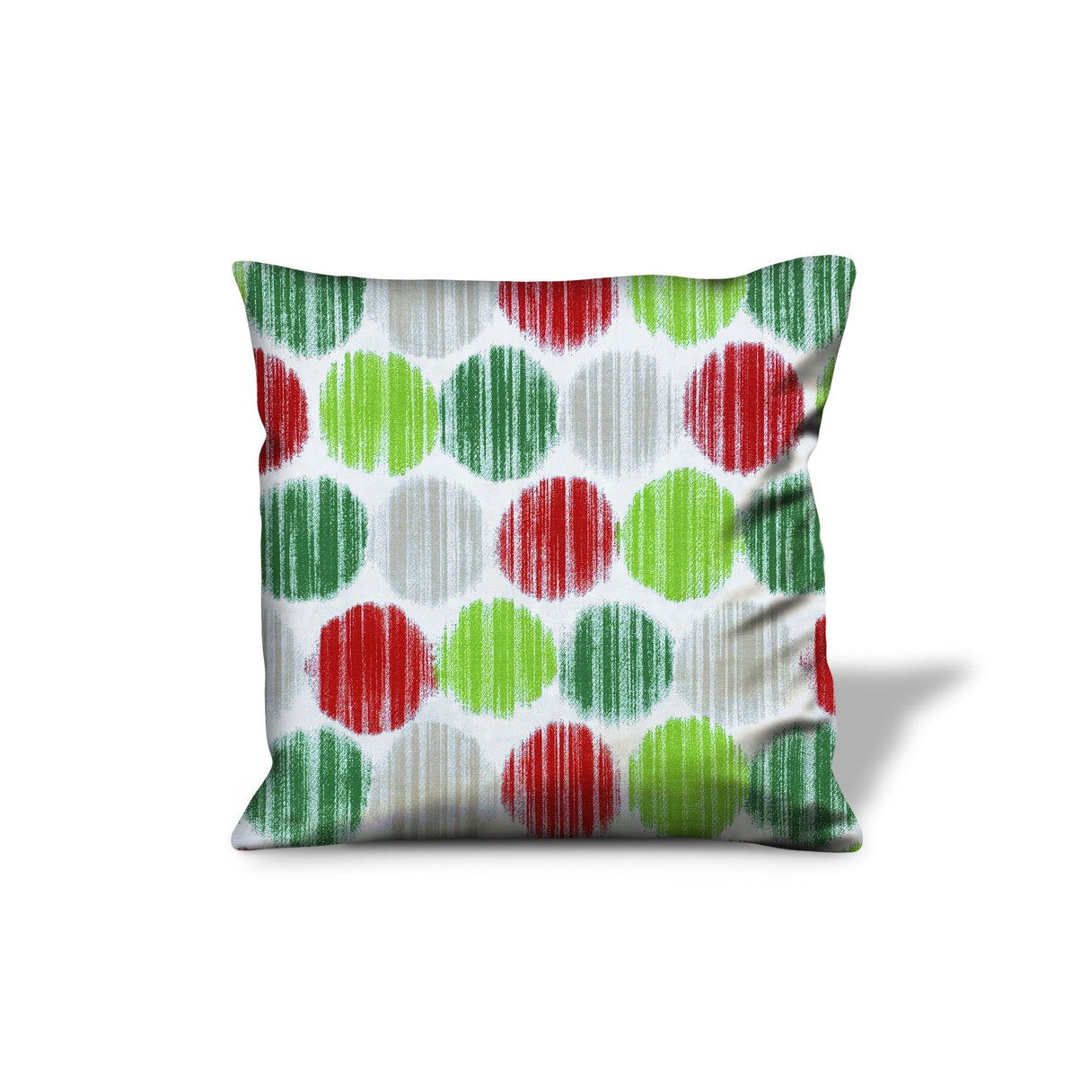 17" Red and Green Christmas Geometric Cotton Throw Pillow Cover