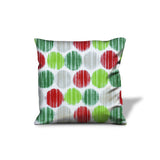 17" Red and Green Christmas Geometric Cotton Throw Pillow Cover