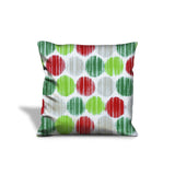 17" Red and Green Christmas Geometric Cotton Throw Pillow Cover