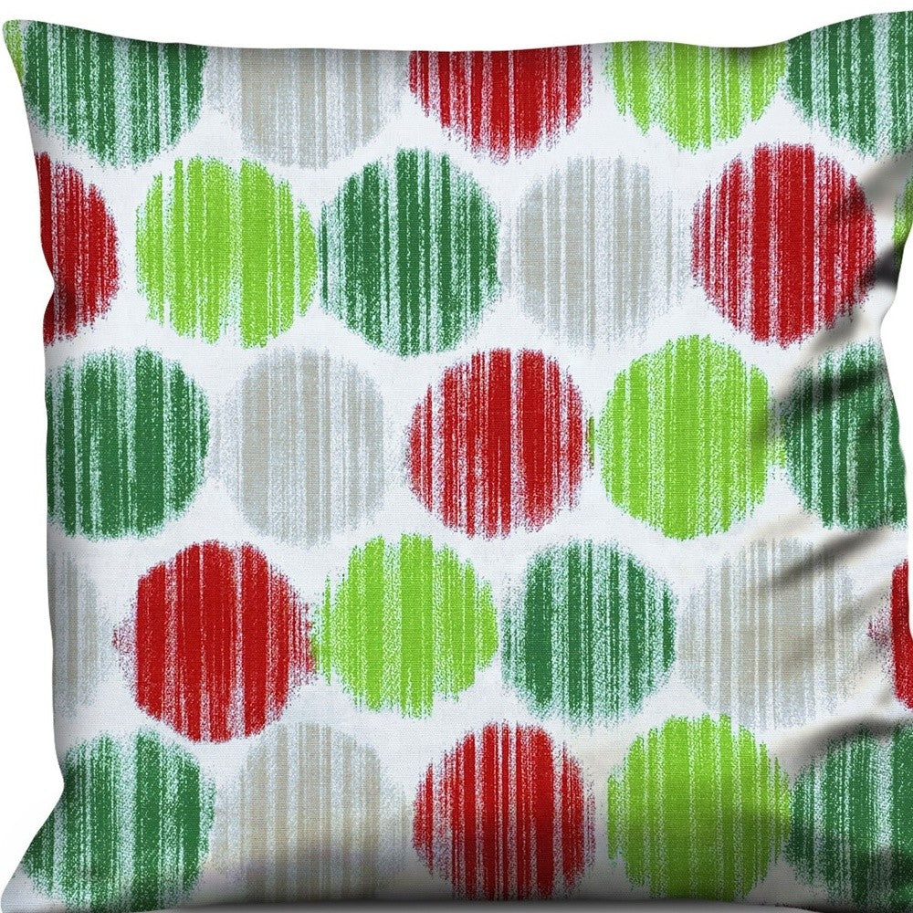 17" Red and Green Christmas Geometric Cotton Throw Pillow Cover