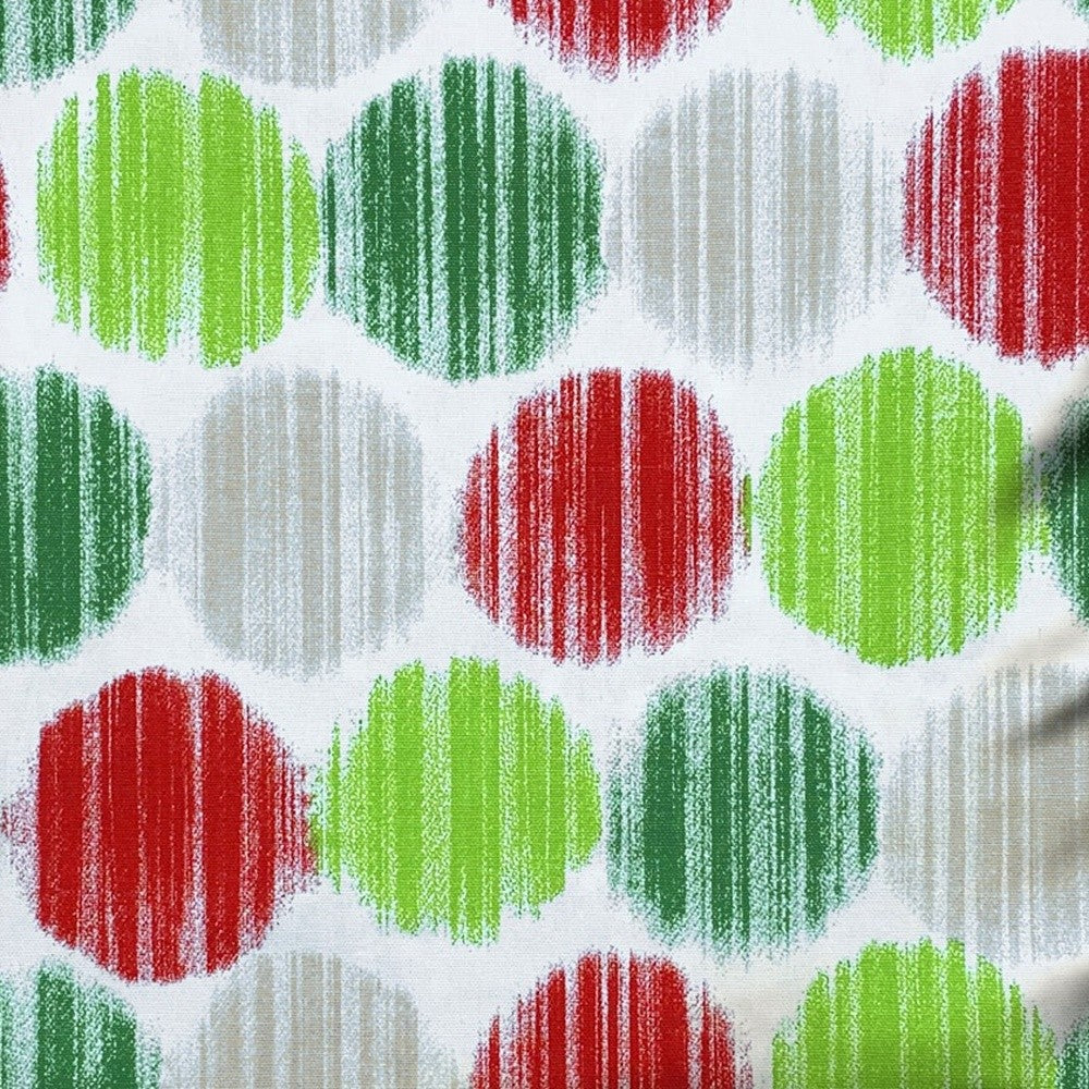 17" Red and Green Christmas Geometric Cotton Throw Pillow Cover