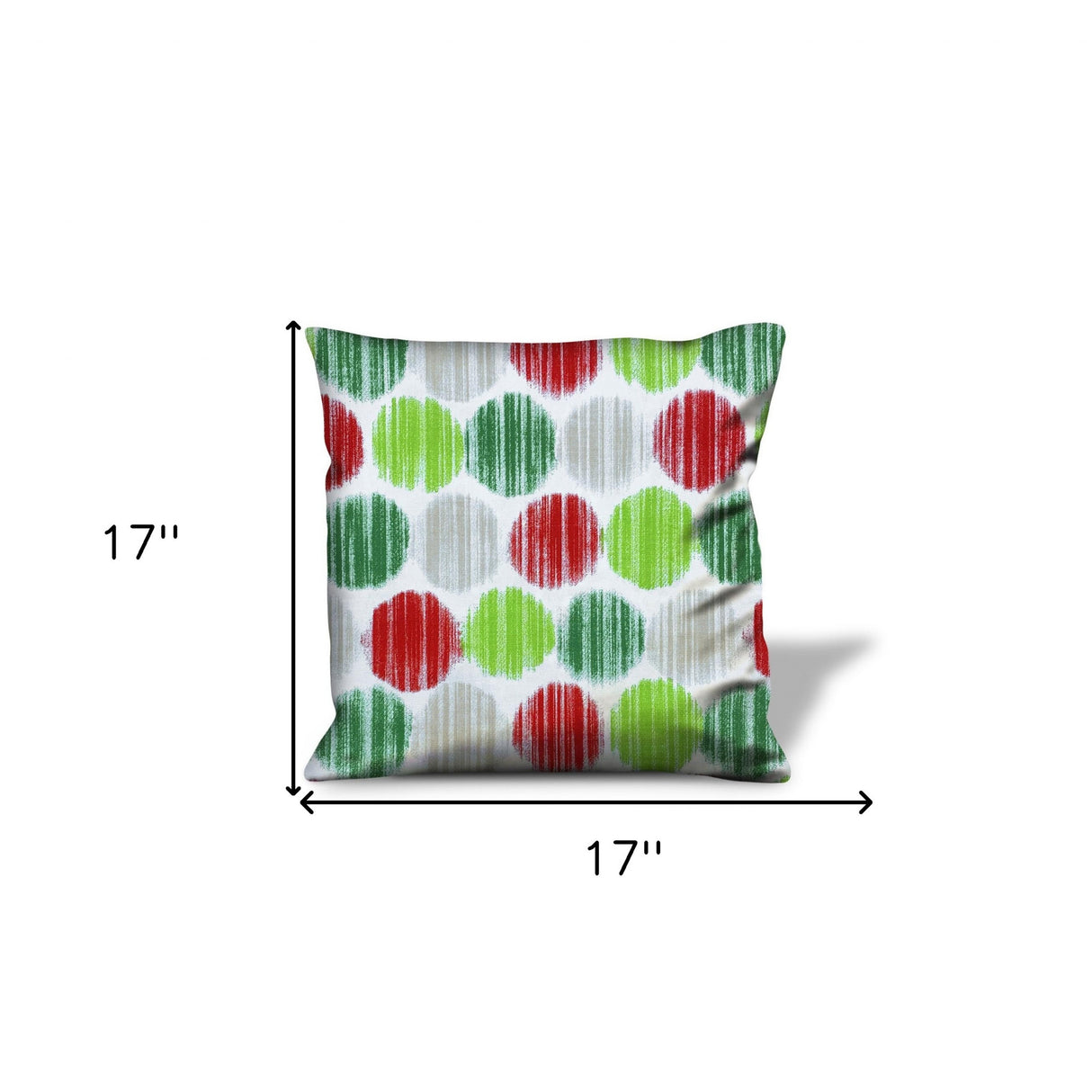 17" Red and Green Christmas Geometric Cotton Throw Pillow Cover