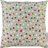 14" Gray and Red Christmas Polka Dot Cotton Throw Pillow Cover