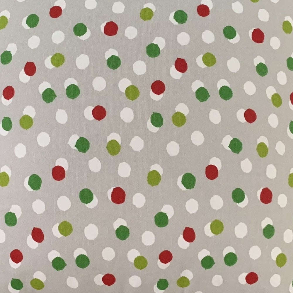 17" Red and Green Christmas Polka Dot Cotton Throw Pillow Cover