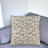 17" Red and Green Christmas Polka Dot Cotton Throw Pillow Cover