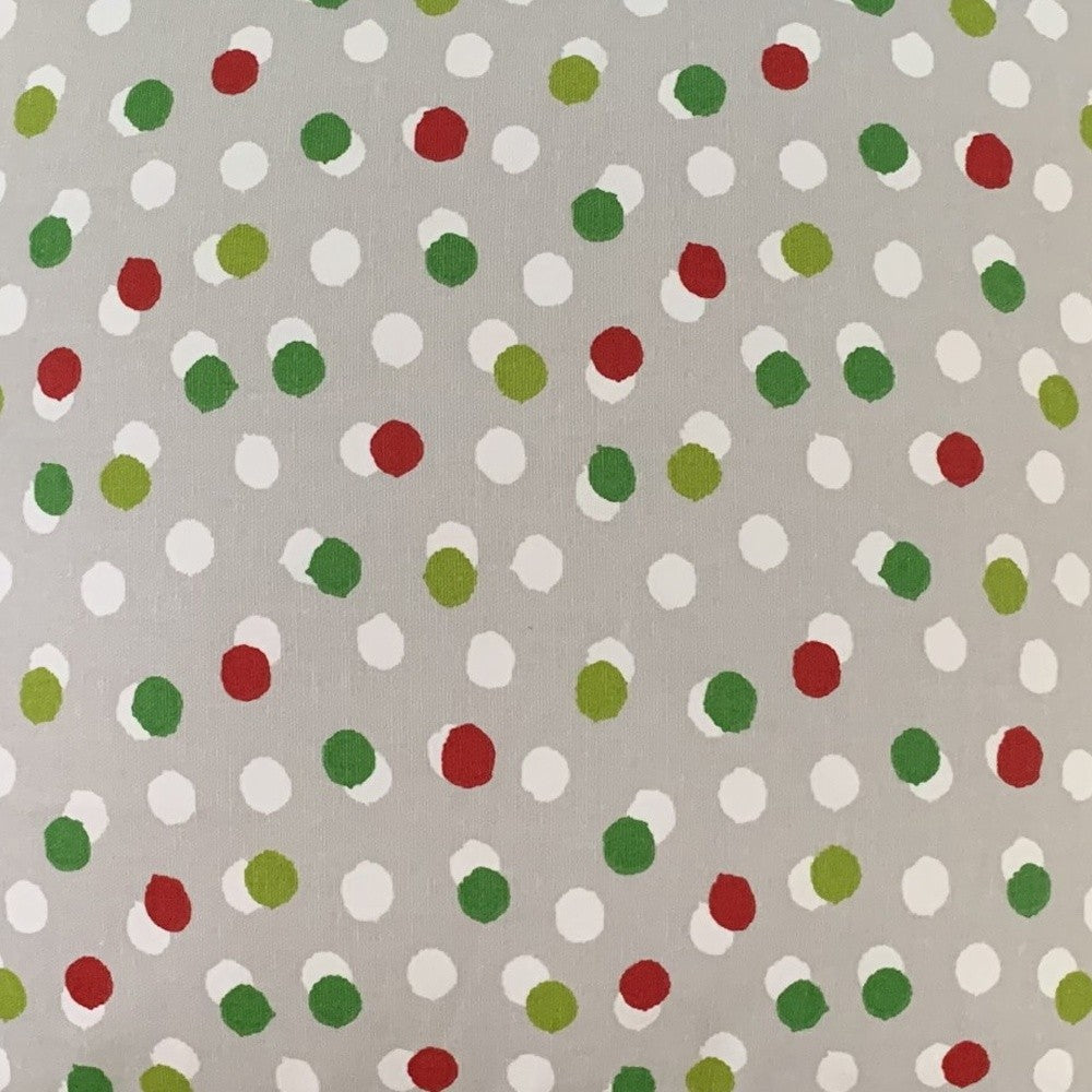 17" Red and Green Christmas Polka Dot Cotton Throw Pillow Cover