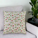 17" Red and Green Christmas Polka Dot Cotton Throw Pillow Cover