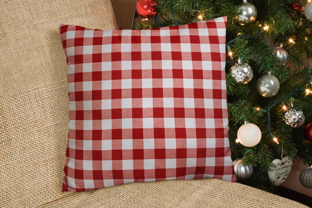 14" Red and White Polka Dot Christmas Indoor Outdoor Throw Pillow Cover