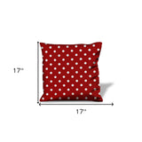 17" Red and White Christmas Polka Dot Throw Pillow Cover