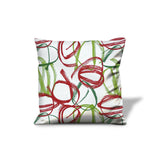 17" White and Red Christmas Abstract Cotton Throw Pillow Cover