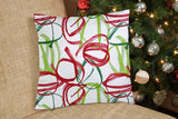 17" White and Red Christmas Abstract Cotton Throw Pillow Cover