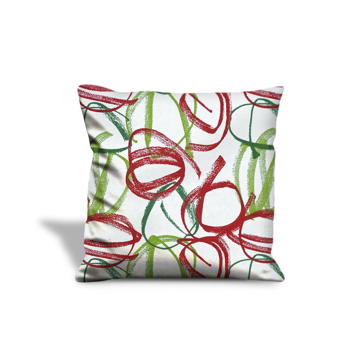 17" White and Red Christmas Abstract Cotton Throw Pillow Cover