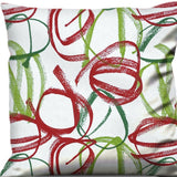 17" White and Red Christmas Abstract Cotton Throw Pillow Cover