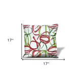 17" White and Red Christmas Abstract Cotton Throw Pillow Cover