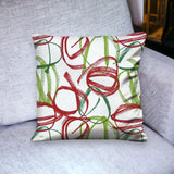 17" White and Red Christmas Abstract Cotton Throw Pillow Cover