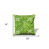 14" Green and White Christmas Medallion Cotton Throw Pillow Cover