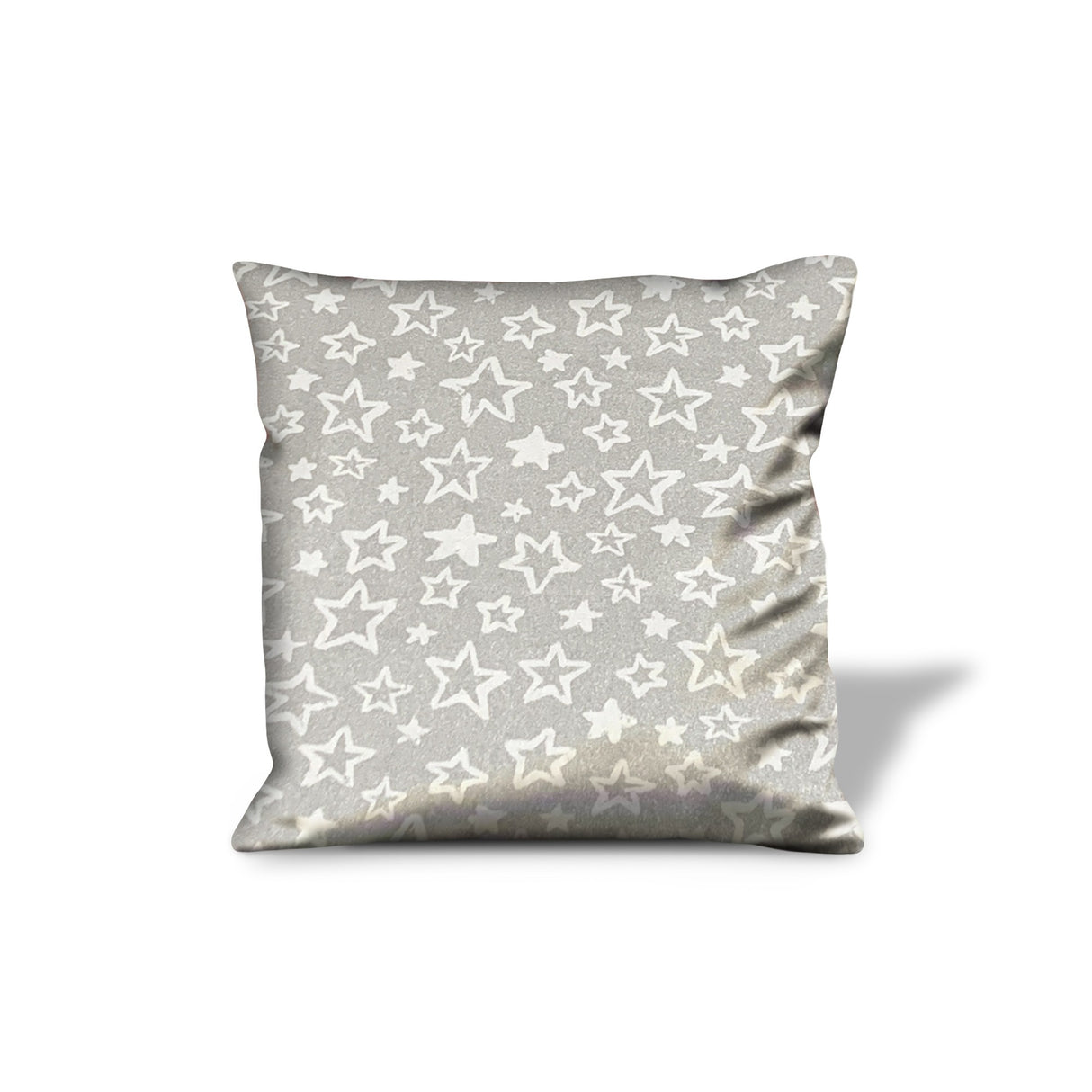 14" Silver and White Christmas Star Cotton Throw Pillow Cover