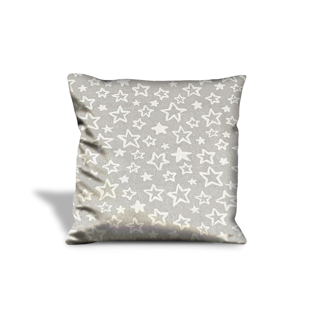 14" Silver and White Christmas Star Cotton Throw Pillow Cover