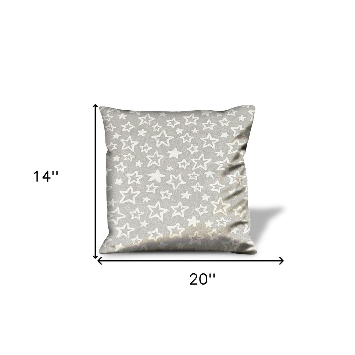 14" Silver and White Christmas Star Cotton Throw Pillow Cover