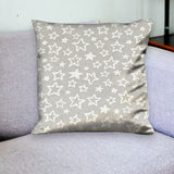 14" Silver and White Christmas Star Cotton Throw Pillow Cover