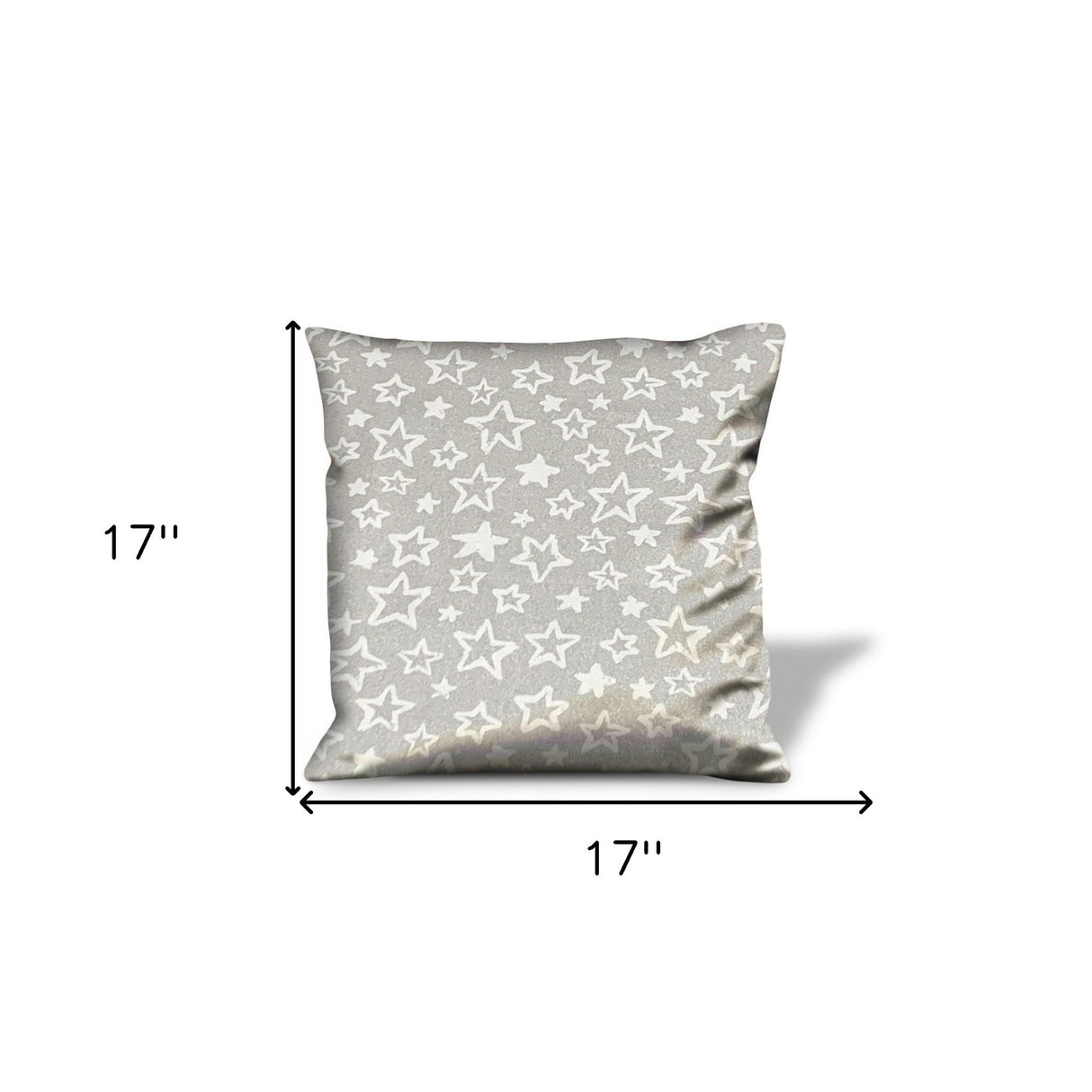 17" Silver and White Christmas Star Cotton Throw Pillow Cover