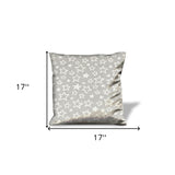 17" Silver and White Christmas Star Cotton Throw Pillow Cover