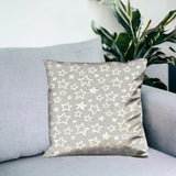 17" Silver and White Christmas Star Cotton Throw Pillow Cover