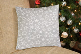 17" Silver and White Christmas Star Cotton Throw Pillow Cover