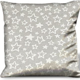 17" Silver and White Christmas Star Cotton Throw Pillow Cover