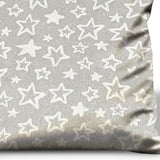 17" Silver and White Christmas Star Cotton Throw Pillow Cover