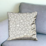 17" Silver and White Christmas Star Cotton Throw Pillow Cover