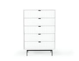 30" White Solid Wood Five Drawer Chest