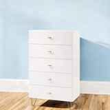 30" White Manufactured Wood Five Drawer Chest