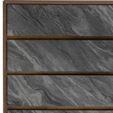30" Walnut And Grey Manufactured Wood Five Drawer Chest