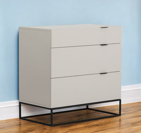 32" Grey Manufactured Wood Three Drawer Chest