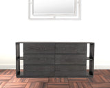 63" Grey Solid Wood Six Drawer Double Dresser
