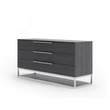 58" Grey Manufactured Wood Three Drawer Dresser