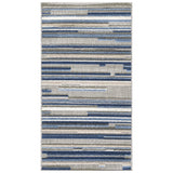 2' X 4' Blue and Gray Abstract Stripes Indoor Outdoor Area Rug