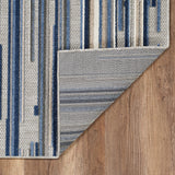 2' X 4' Blue and Gray Abstract Stripes Indoor Outdoor Area Rug