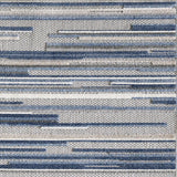 8’ Round Blue Abstract Striped Indoor Outdoor Area Rug