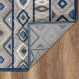 3' X 5' Blue And Gray Abstract Stain Resistant Indoor Outdoor Area Rug