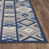 3' X 5' Blue And Gray Abstract Stain Resistant Indoor Outdoor Area Rug