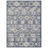 7' X 9' Blue And Gray Abstract Stain Resistant Indoor Outdoor Area Rug